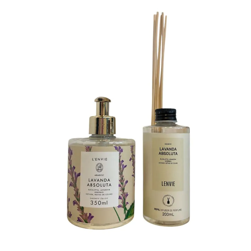 Kit Lavanda Absoluta 1 Sabonete Liquido 350ml+1 Refil Difusor De Perfume 200ml Lenvie - Image 2