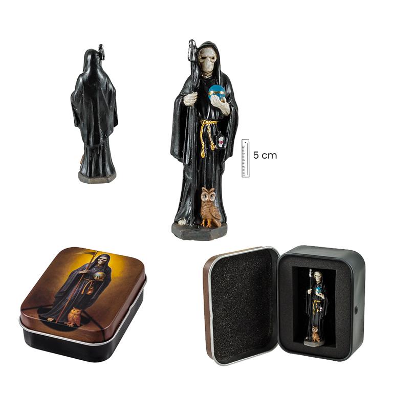 Santa Muerte Preta 5 cm com Caixa Metálica - Image 2