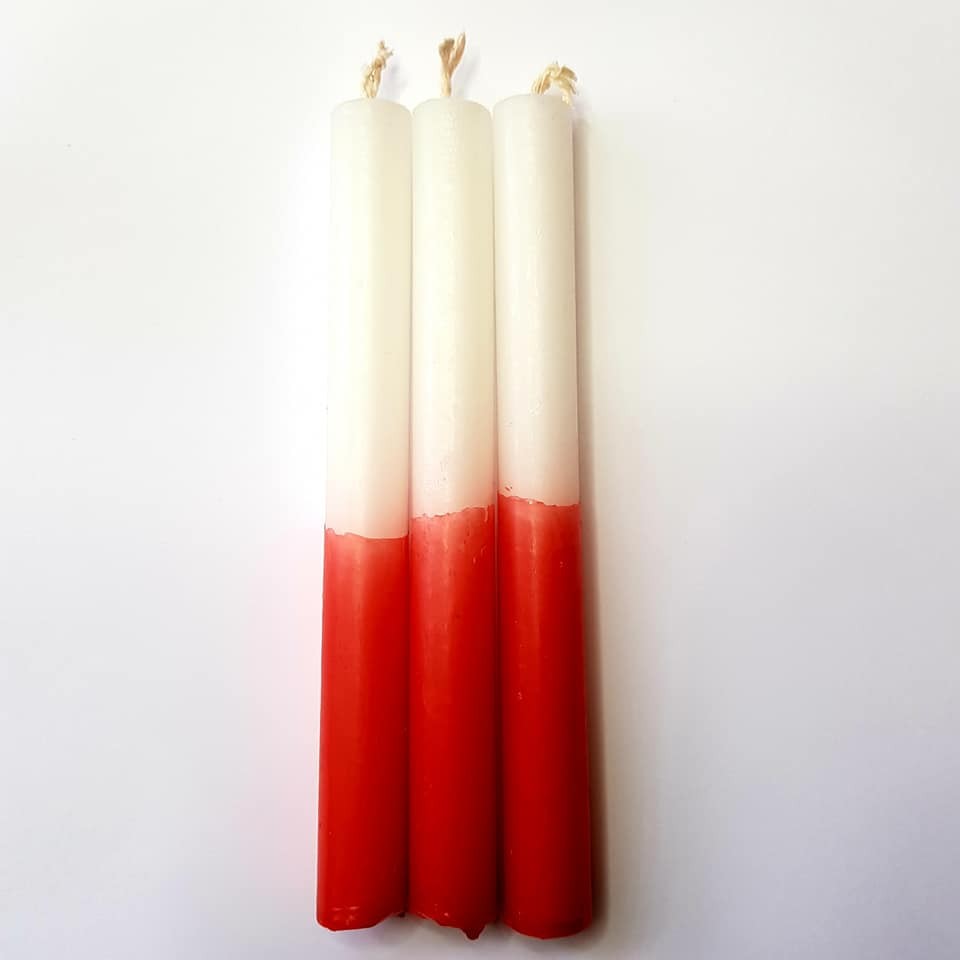 Vela Branco vermelho 15cm palito - Image 3