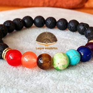 Pulseira 7 Chakras c/ pedra vulcanica