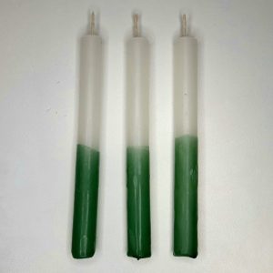 Vela branco e verde 15 cm palito