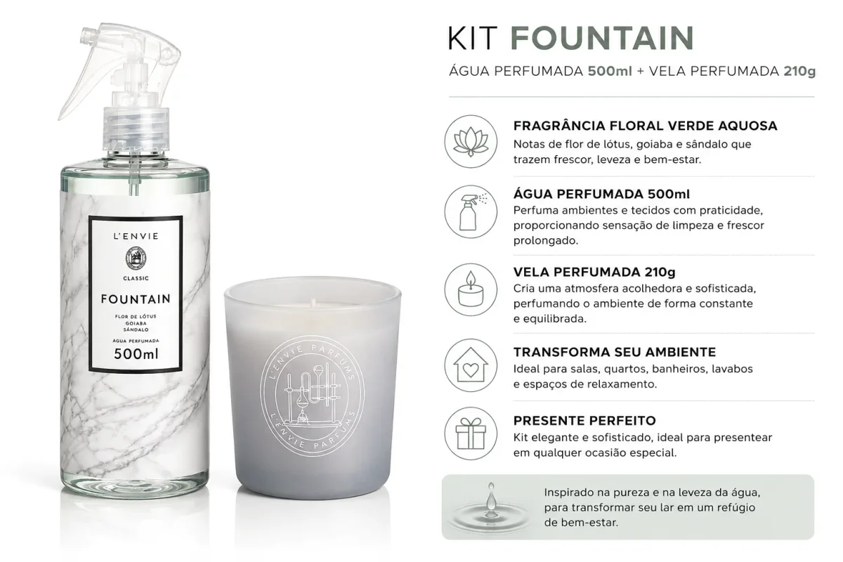 Vela Perfumada Fountain 210g + Água perfumada Fountain 500ml - Image 6