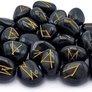 Runas Ágata Negra com bolsa