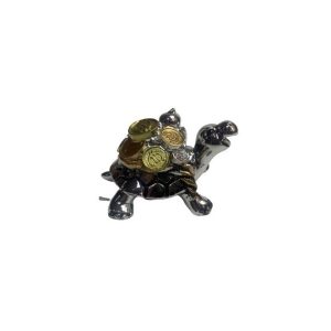 TARTARUGA PRATA C/ MOEDAS PEQ. 3,5X5X4.5 CM