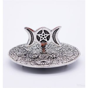 Porta Incenso Metal Tripla Lua 10cm