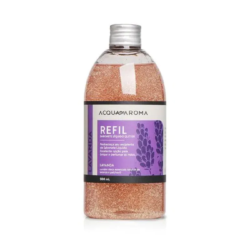 Refil Sabonete Líquido Glitter Acqua Aroma 500ml Lavanda