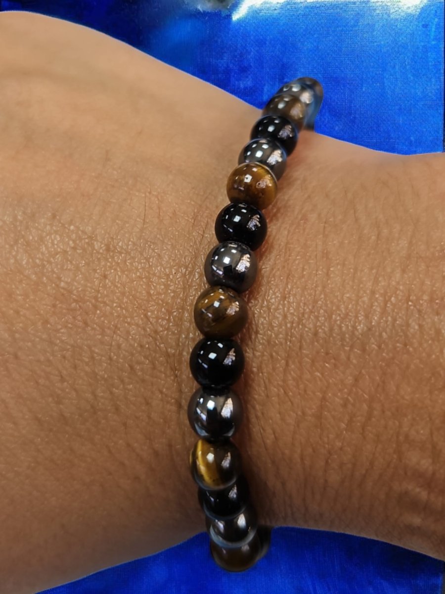 Pulseira de Olho de Tigre, Ônix e Hematite – Pedras Naturais 4mm - Image 4