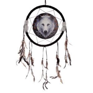 Caça Sonhos design Lisa Parker Cabeça de Lobo Branco 33c