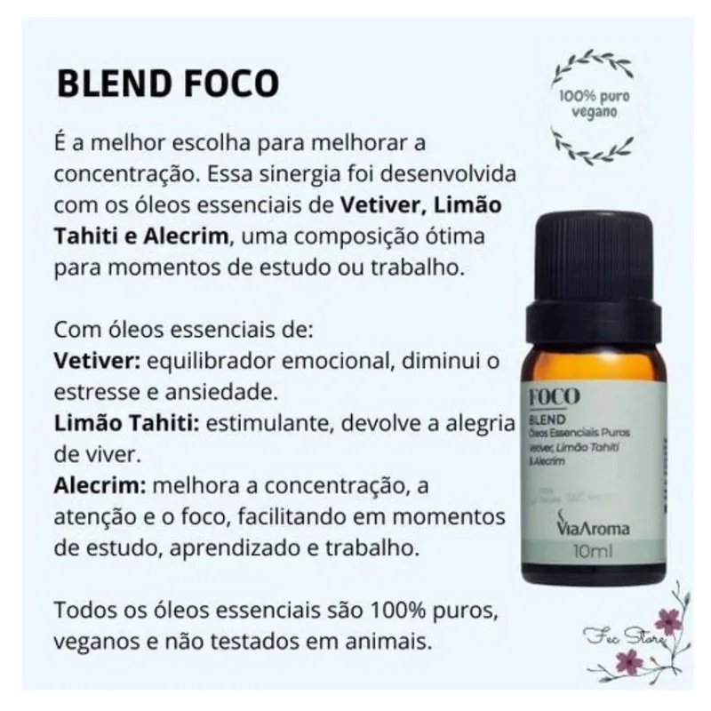 BLEND OLEOS ESSENCIAIS PUROS 10ML FOCO VIA AROMA - Image 4