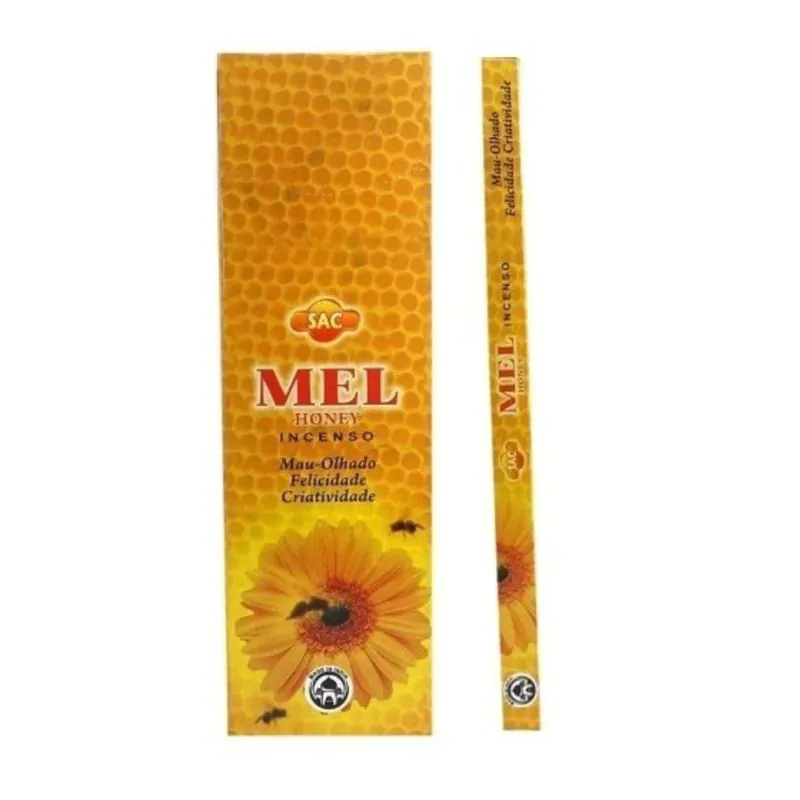 Kit 25 Incensos Indiano Mel – Doçura, Harmonia e Atração de Boas Energias