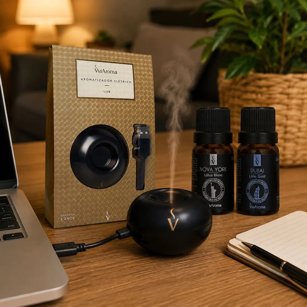 Aromatizador USB Preto + 2 Essências Nova York e Dubai - Image 3