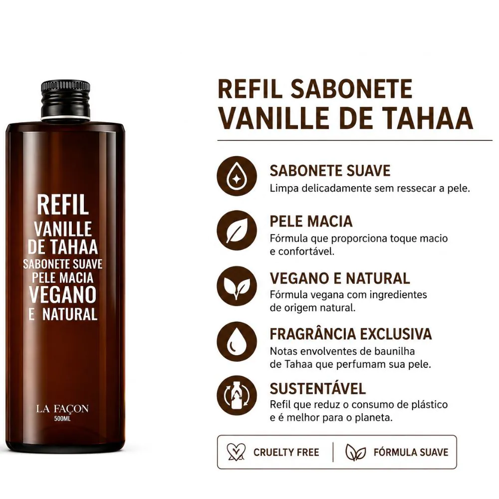 Refil de Sabonete Nutritivo La Façon – 500ml Vanille de Tahaa - Image 6