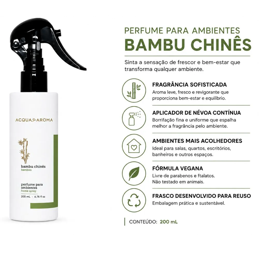 Perfume para Ambientes Bambu Chinês Dia a Dia Acqua Aroma 200ml - Image 6