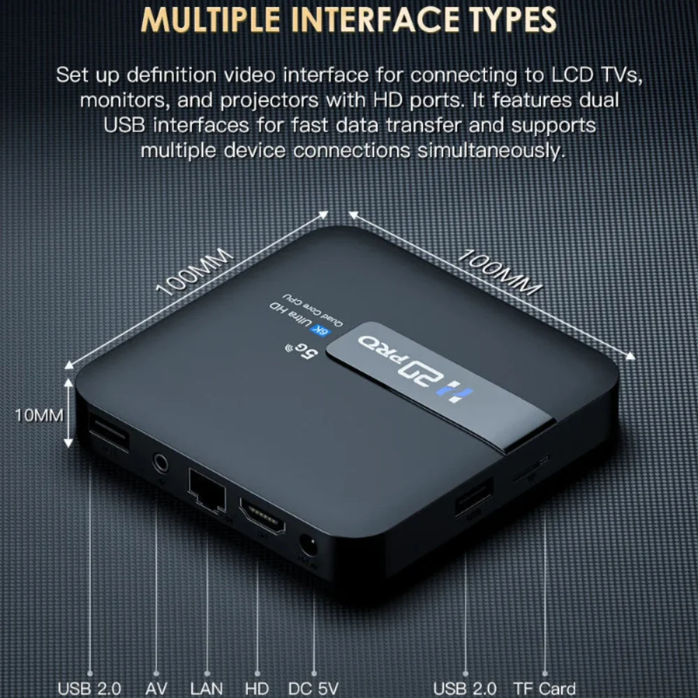H20PRO Smart TV Box Android 10 WiFi6 - 6K/4K/3D, 2GB RAM, 16GB ROM, Dual WiFi - Image 4