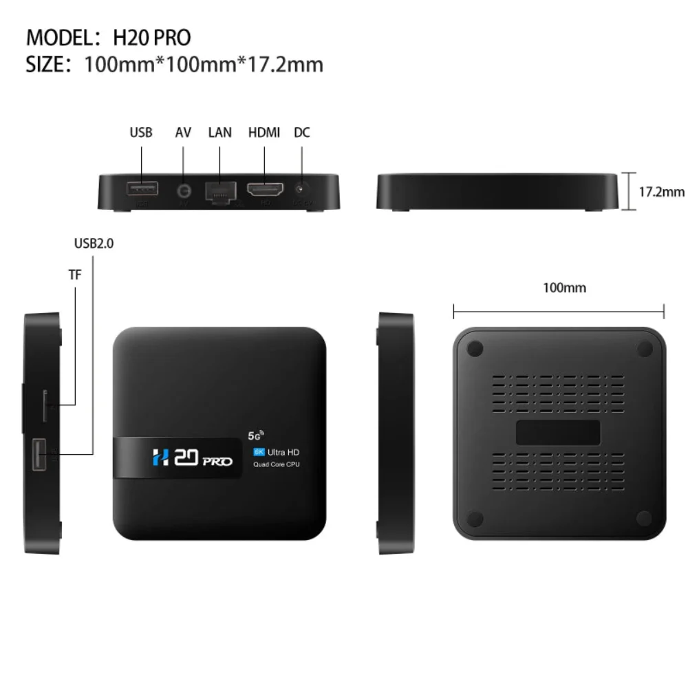 H20PRO Smart TV Box Android 10 WiFi6 - 6K/4K/3D, 2GB RAM, 16GB ROM, Dual WiFi - Image 5