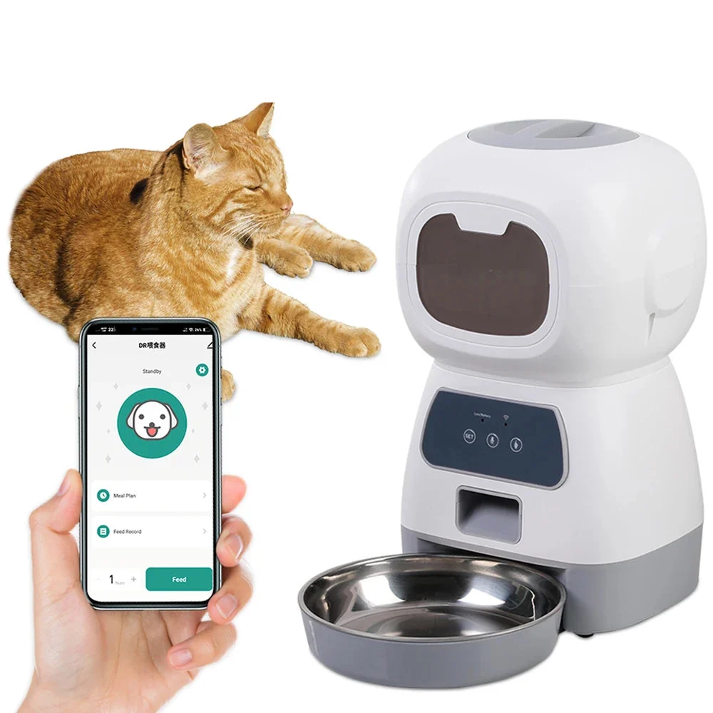 Alimentador Automático 3.5L - WiFi, Voz, Programável, Cães/Gatos, Aço Inox - Image 2