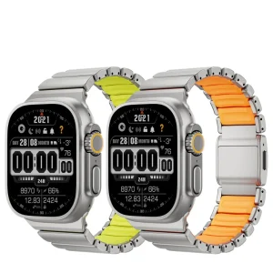 Bracelete de Titânio e Silicone Magnética para Apple Watch Ultra e Series