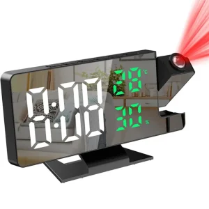 Despertador Digital LED com Projeção - Teto/Parede, Temperatura, Soneca, Visor Grande