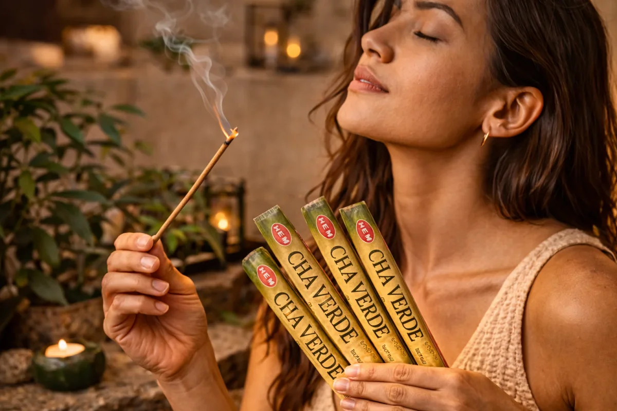 Kit 6 Incensos Hem Chá Verde – Ideal para Meditação, Yoga e Aromaterapia - Image 4